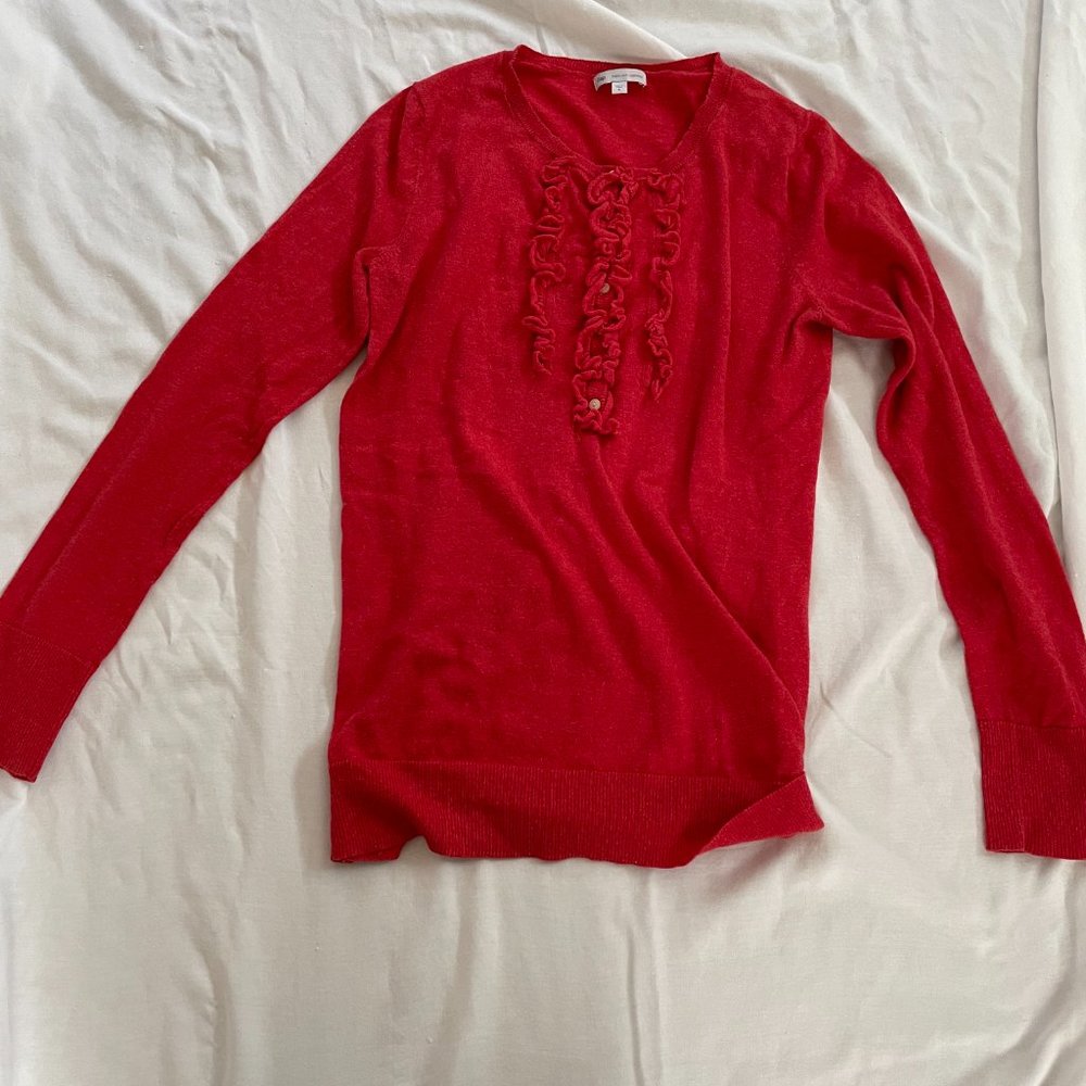 Red Ruffled Cashmere-blend Lightweight Sweater. - Picture 9 of 10